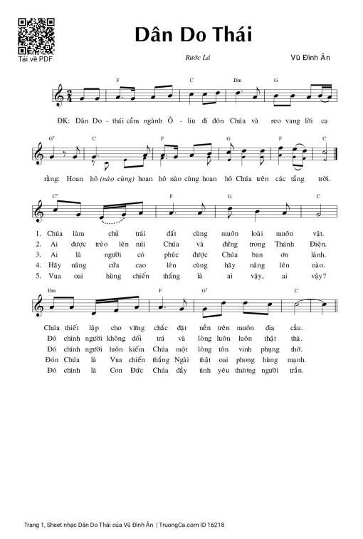 Sheet PDF of Dân Do Thái - Vũ Đình Ân
