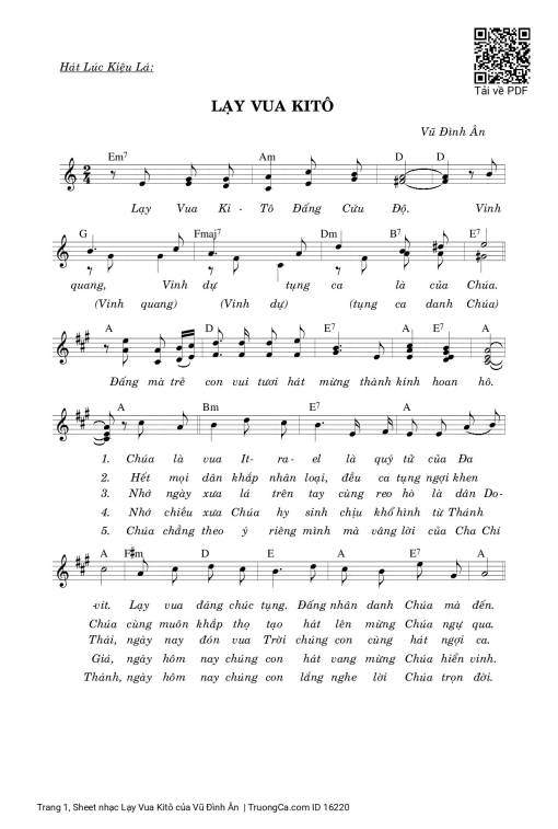 Sheet PDF of Lạy Vua Kitô