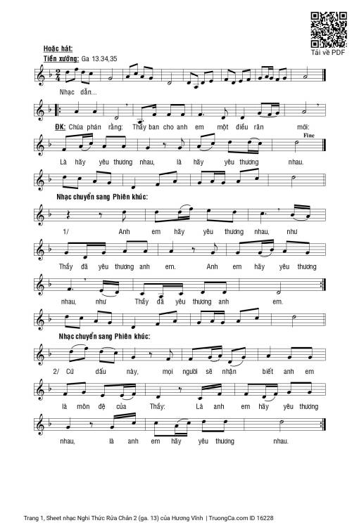 Sheet PDF of Nghi Thức Rửa Chân 2 (ga. 13)