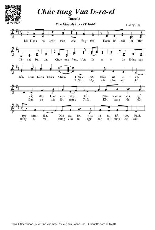 Sheet PDF of Chúc Tụng Vua Israel (tv. 46)