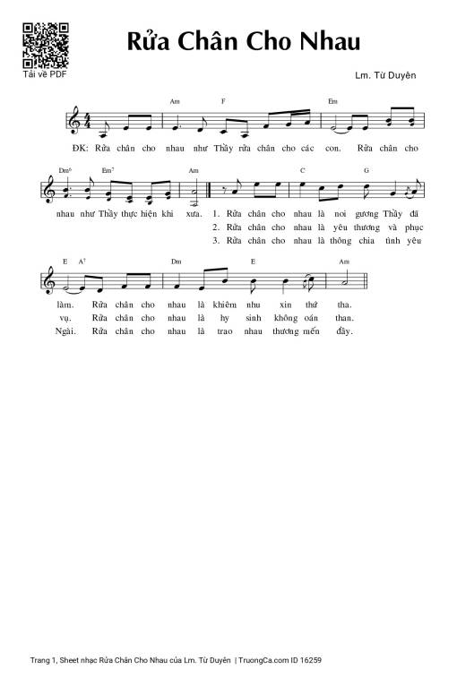 Sheet PDF of Rửa Chân Cho Nhau