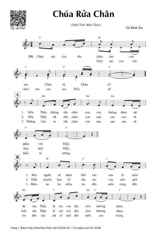 Sheet PDF of Chúa Rửa Chân