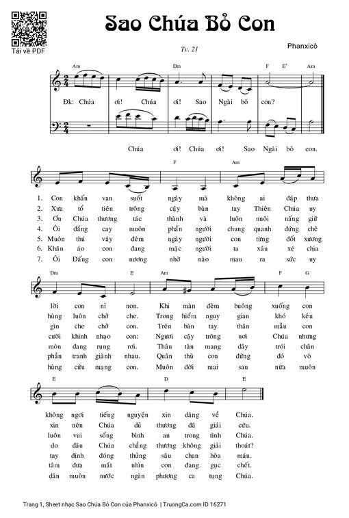 Sheet PDF of Sao Chúa Bỏ Con