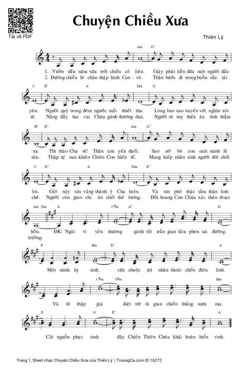 Sheet PDF of Chuyện Chiều Xưa