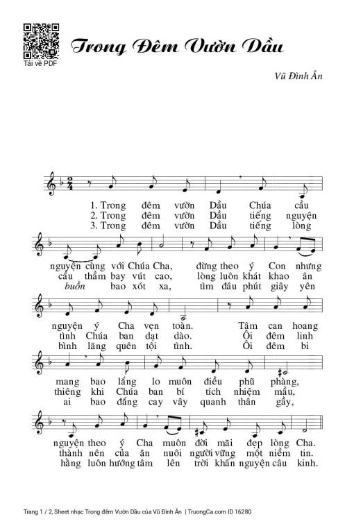 Sheet PDF of Trong đêm Vườn Dầu