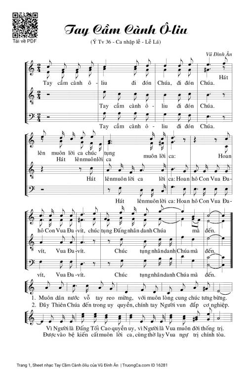 Sheet PDF of Tay Cầm Cành ôliu