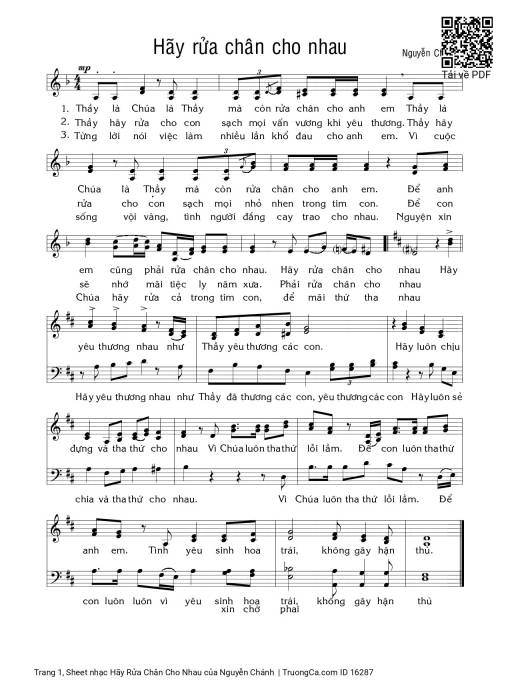 Sheet PDF of Hãy Rửa Chân Cho Nhau