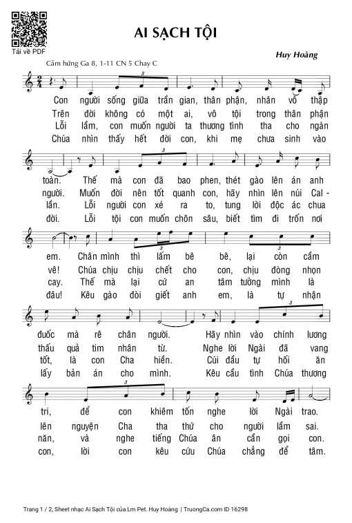 Sheet PDF of Ai Sạch Tội