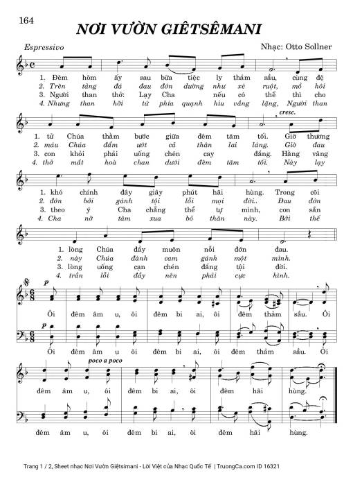 Nơi Vườn Giệtsimani - Lời Việt