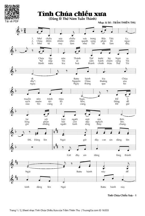 Sheet PDF of Tình Chúa Chiều Xưa