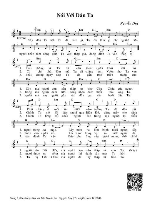 Sheet PDF of Nói Với Dân Ta