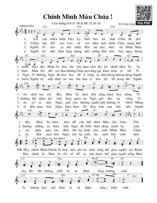 Sheet PDF of Chính Mình Máu Chúa