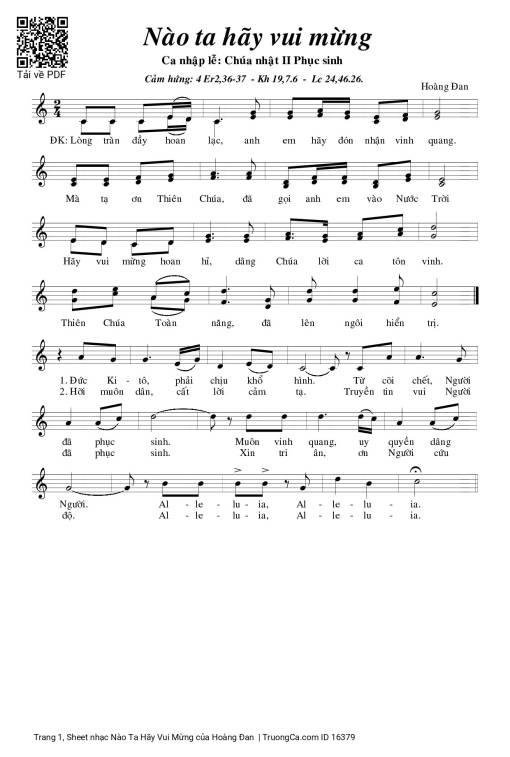 Sheet PDF of Nào Ta Hãy Vui Mừng