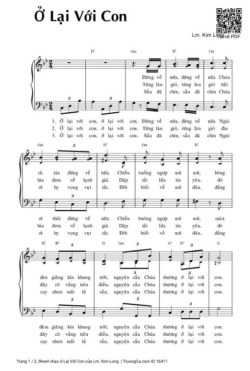 Sheet PDF of ở Lại Với Con