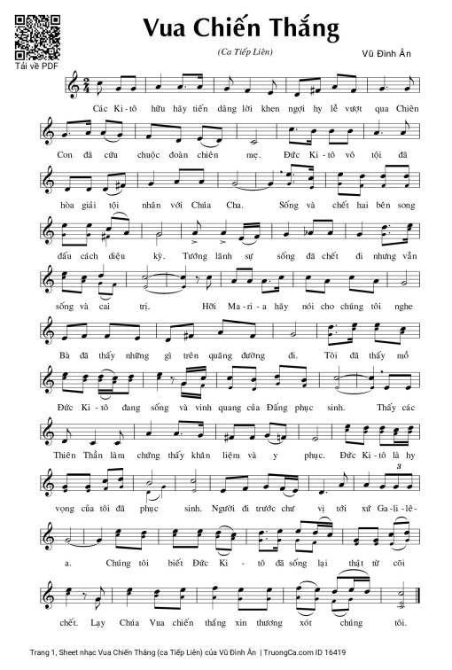 Sheet PDF of Vua Chiến Thắng (ca Tiếp Liên)