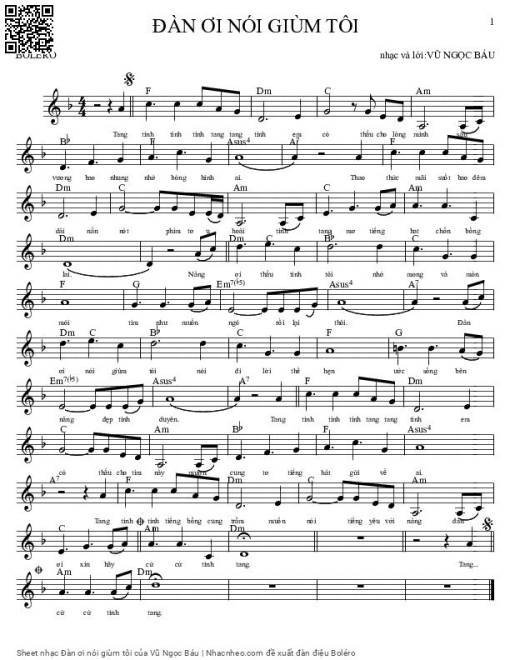 Sheet PDF of Đàn ơi nói giùm tôi