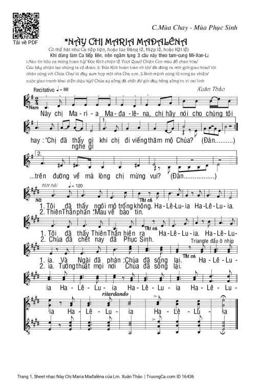 Sheet PDF of Này Chị Maria Mađalêna