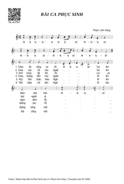 Sheet PDF of Bài Ca Phục Sinh