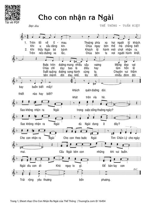 Sheet PDF of Cho Con Nhận Ra Ngài