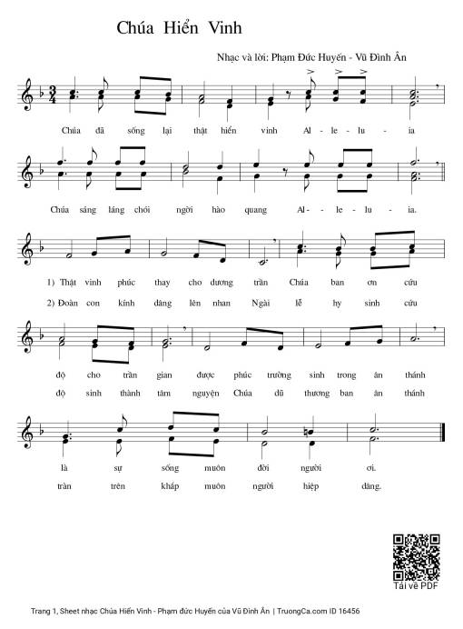 Sheet PDF of Chúa Hiển Vinh - Phạm đức Huyến