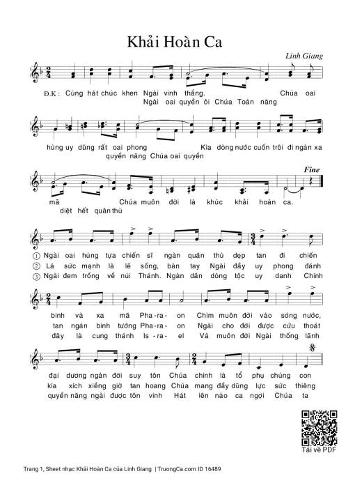 Sheet PDF of Khải Hoàn Ca