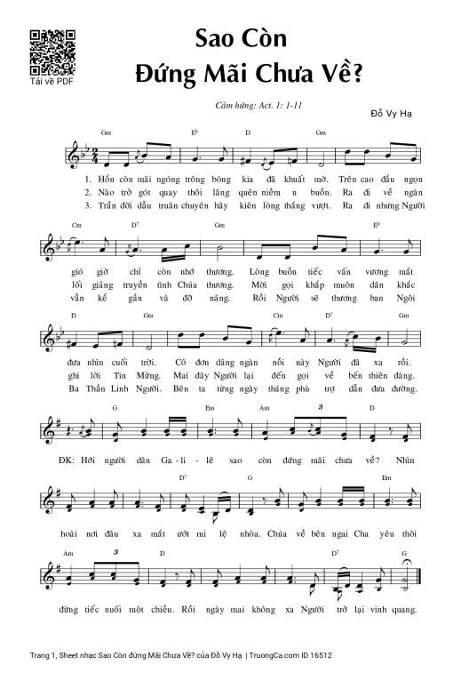 Sheet PDF of Sao Còn đứng Mãi Chưa Về?