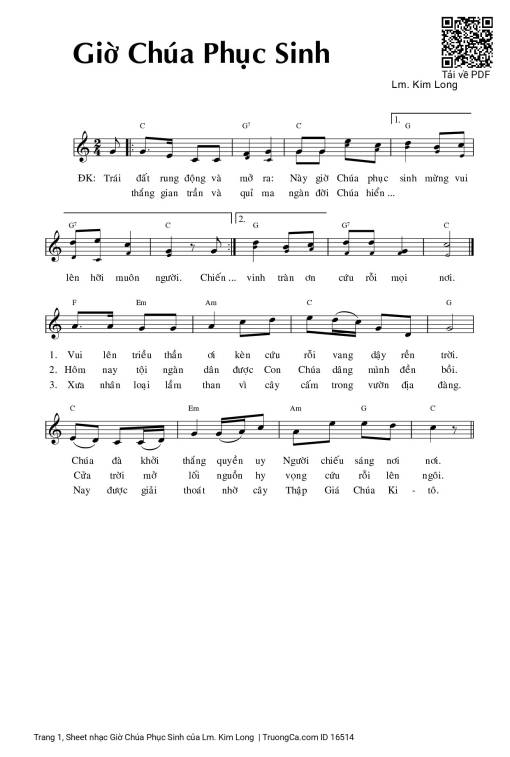 Sheet PDF of Giờ Chúa Phục Sinh