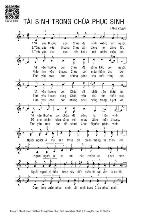 Sheet PDF of Tái Sinh Trong Chúa Phục Sinh