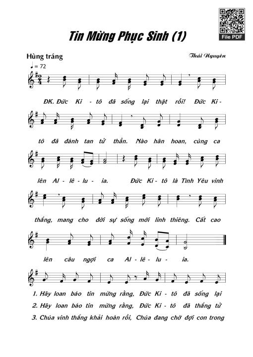 Sheet PDF of Tin Mừng Phục Sinh 1