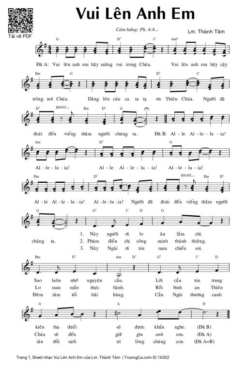 Sheet PDF of Vui Lên Anh Em