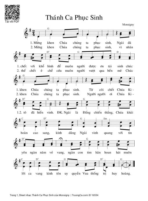 Sheet PDF of Thánh Ca Phục Sinh