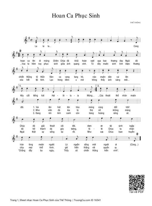 Sheet PDF of Hoan Ca Phục Sinh