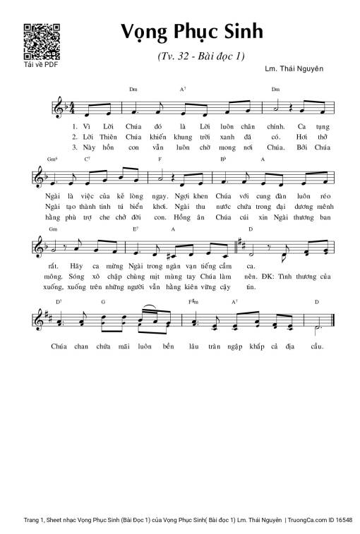 Sheet PDF of Thánh vịnh 32, Vọng Phục Sinh (Bài Đọc 1)