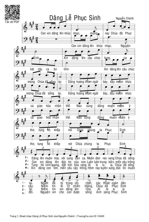 Sheet PDF of Dâng Lễ Phục Sinh