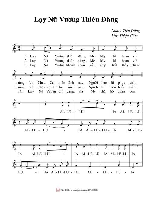 Sheet PDF of Lạy Nữ Vương Thiên đàng