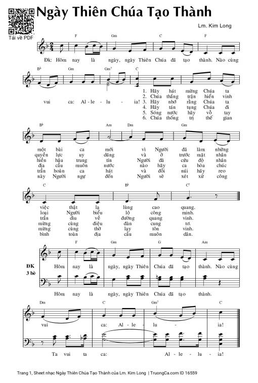 Sheet PDF of Ngày Thiên Chúa Tạo Thành