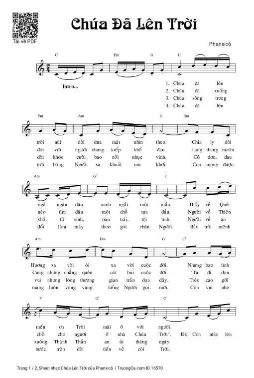 Sheet PDF of Chúa Lên Trời