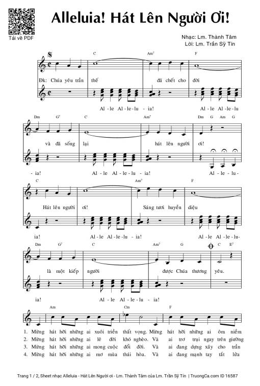 Sheet PDF of Alleluia - Hát Lên Người ơi - Lm. Thành Tâm