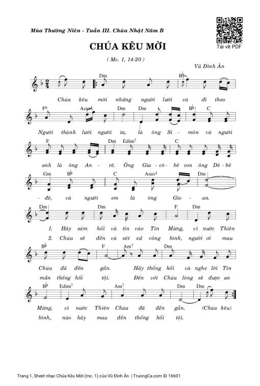 Sheet PDF of Chúa Kêu Mời (mc. 1)