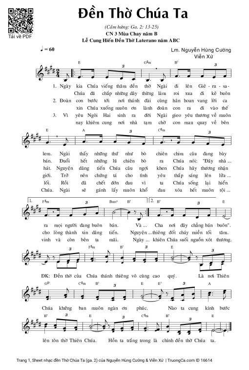 Sheet PDF of đền Thờ Chúa Ta (ga. 2)