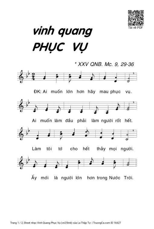 Sheet PDF of Vinh Quang Phục Vụ (cn25tnb)