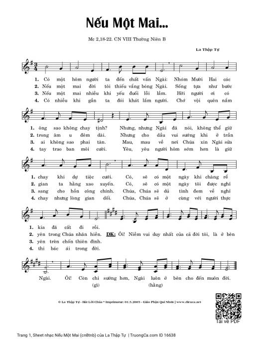 Sheet PDF of Nếu Một Mai (cn8tnb)