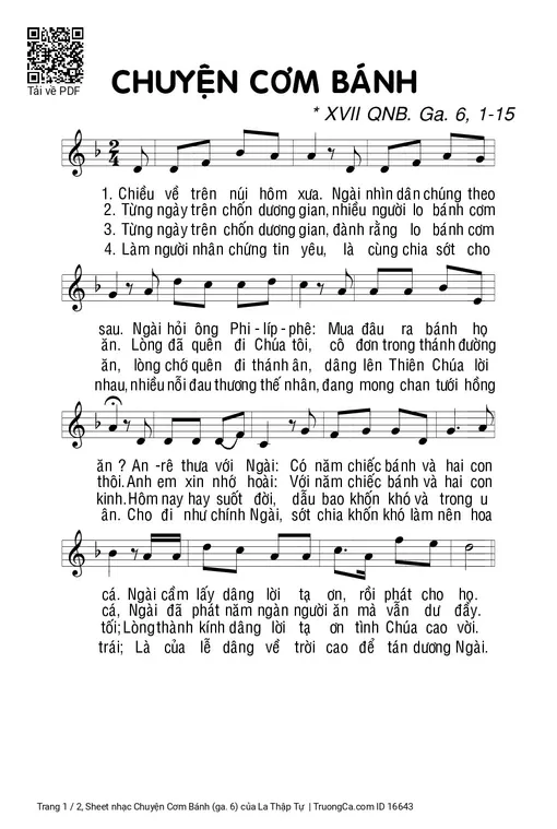 Sheet PDF of Chuyện Cơm Bánh (ga. 6)