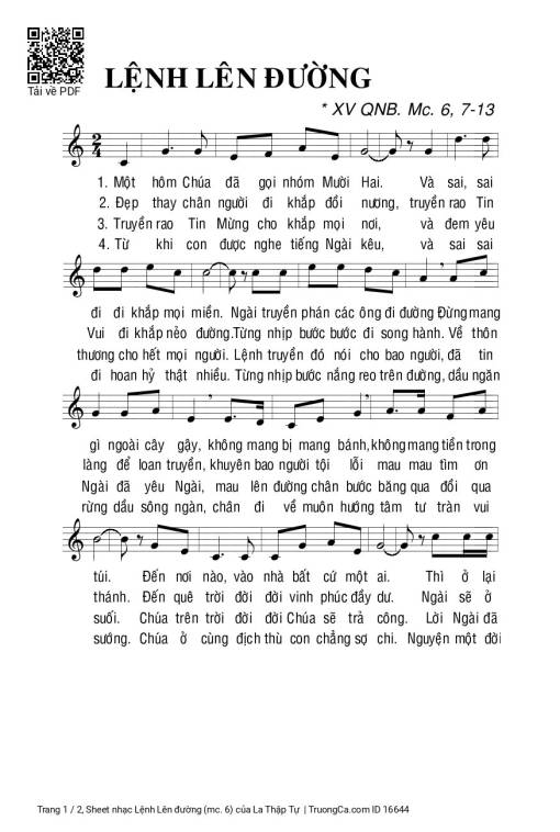 Sheet PDF of Lệnh Lên đường (mc. 6)