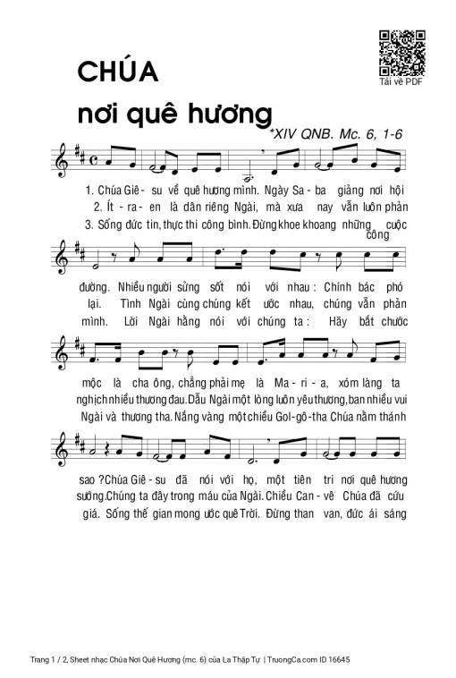Sheet PDF of Chúa Nơi Quê Hương (mc. 6)