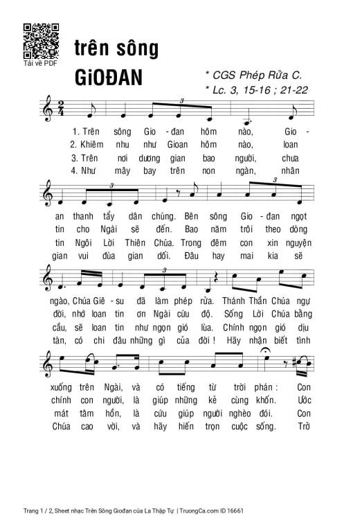 Sheet PDF of Trên Sông Giođan