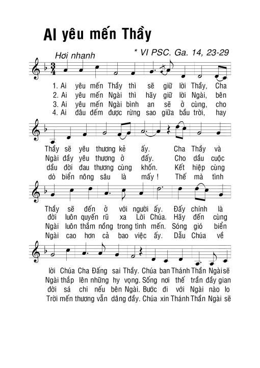 Sheet PDF of Ai Yêu Mến Thầy