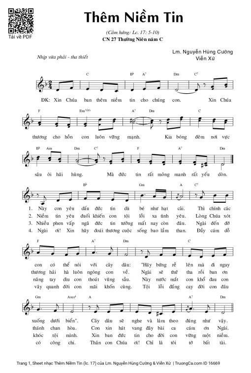 Sheet PDF of Thêm Niềm Tin (lc. 17)