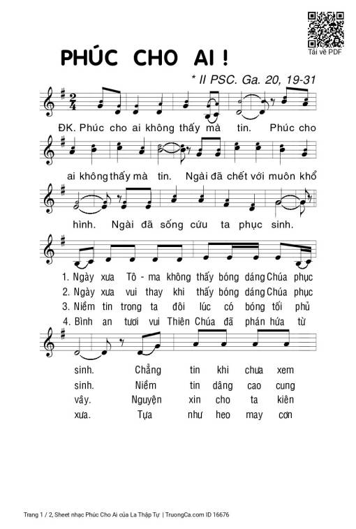 Sheet PDF of Phúc Cho Ai - La Thập Tự