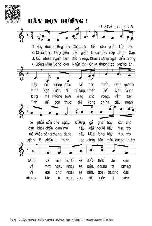 Sheet PDF of Hãy Dọn đường (cn2mvc)